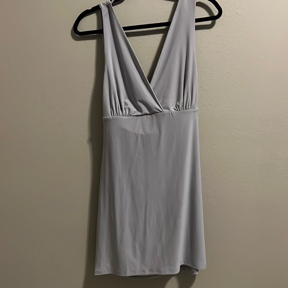 Rhinestone strap grey mini dress - Party dress